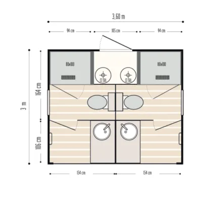 Modulo, Private sanitary